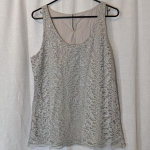 Ann Taylor LOFT Glitter Lace Tank Sz M